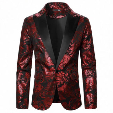 Herren Eleganter Pailletten-Blazer im floralen Design Echoarchiv