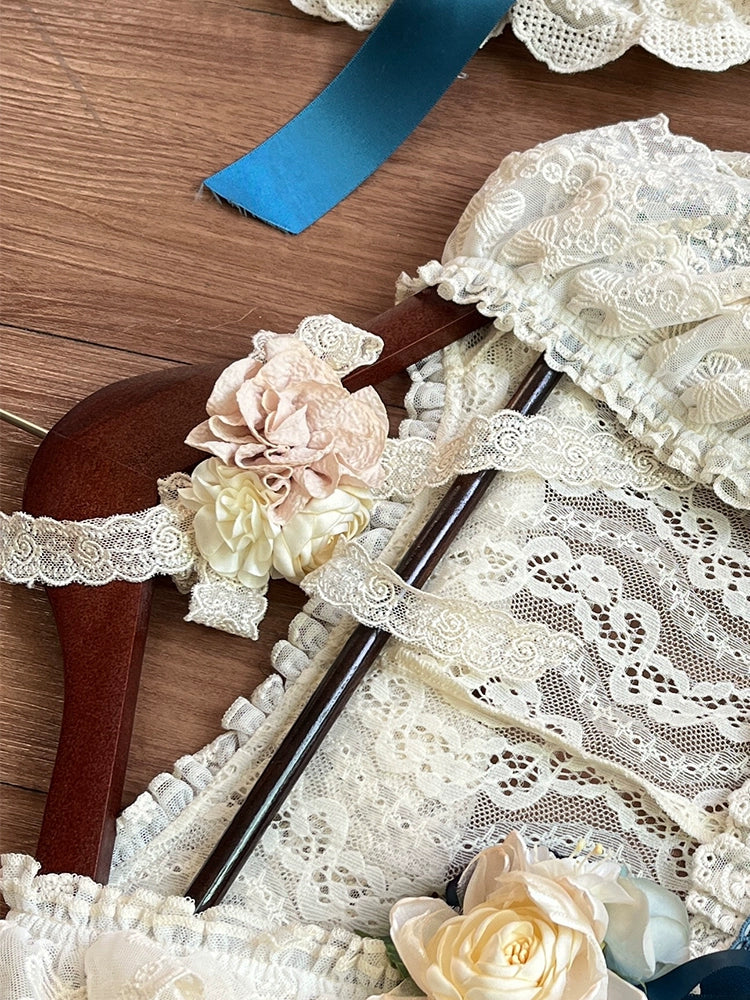 Mulberry Poem - Country Lolita Accessory Set Headdress and Handbag Necklace 1 - with Lace Flower Only One Size
