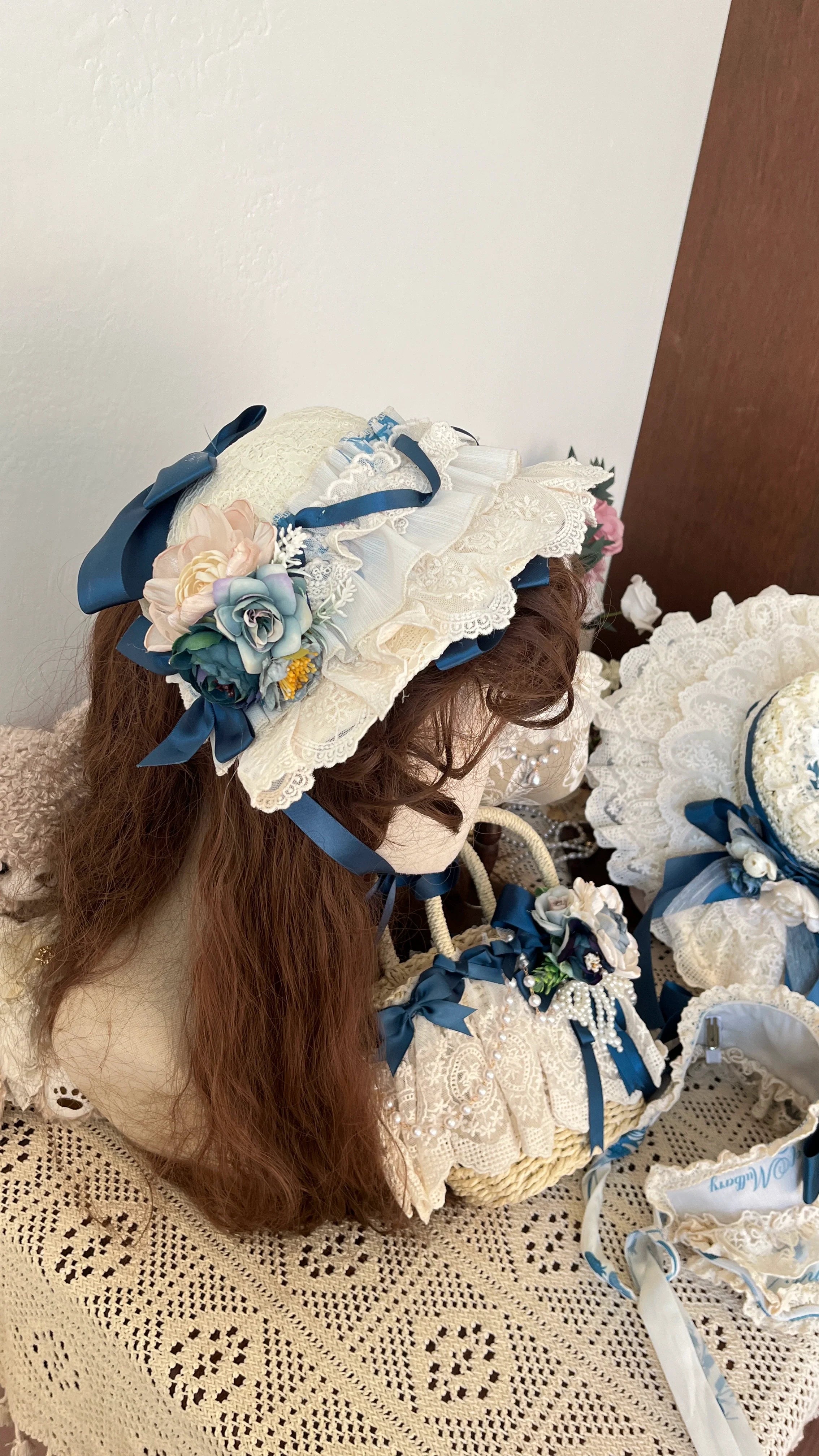 Mulberry Poem - Country Lolita Accessory Set Headdress and Handbag Soft BNT Only One Size