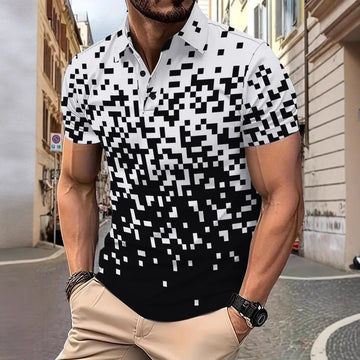 Herren Poloshirt Kurzarm Pixelmuster Modern Berlin - BerlinGlamour