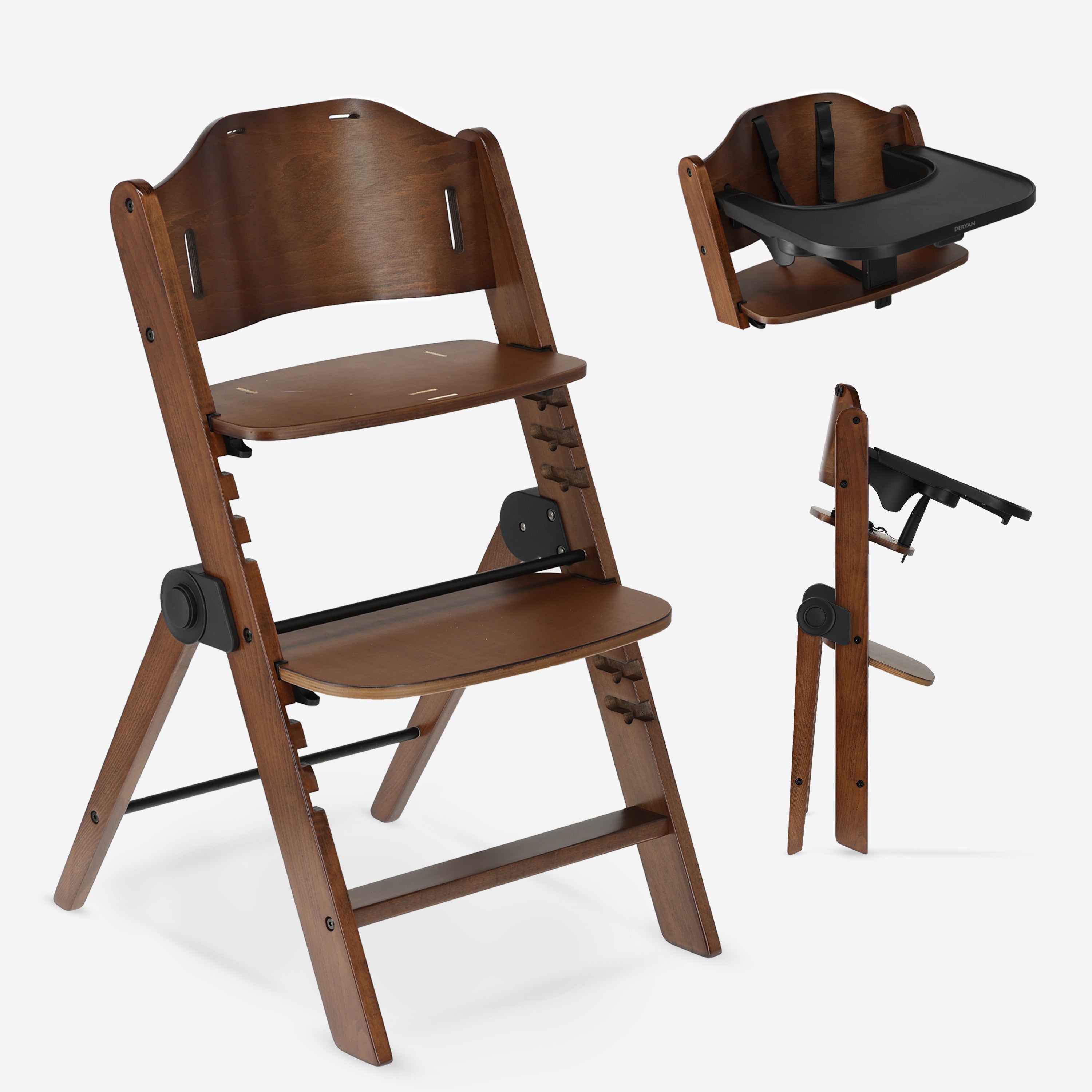 Odin Luxe Houten Meegroeistoel Kinderstoel - Inclusief Eetblad - Verstelbare Kinderstoel - Warm Brown