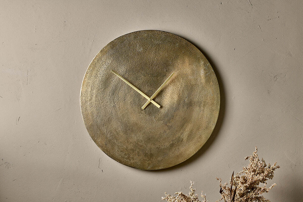 Okota Wall Hung Clock - Antique Brass - Large-DECORATIVE ACCESSORIES-Nkuku