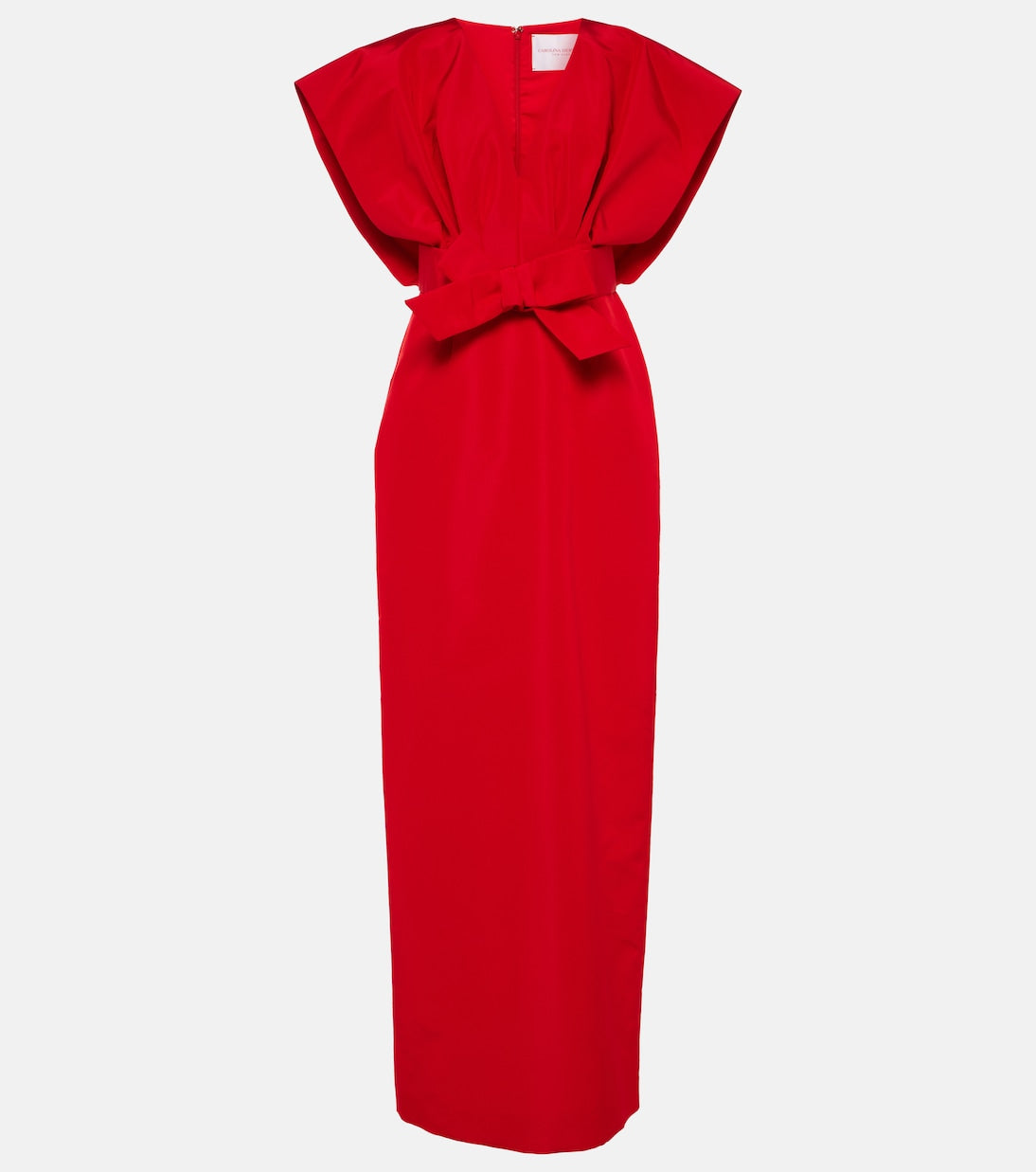 Bow-detail silk faille gown in red - Carolina Herrera