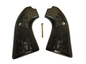 Ebony Floral Checkered Ruger Vaquero Bisley Grips