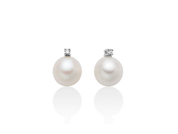 Orecchini Miluna di perle freshwater in oro bianco 375, con punto luce  - PER2738X