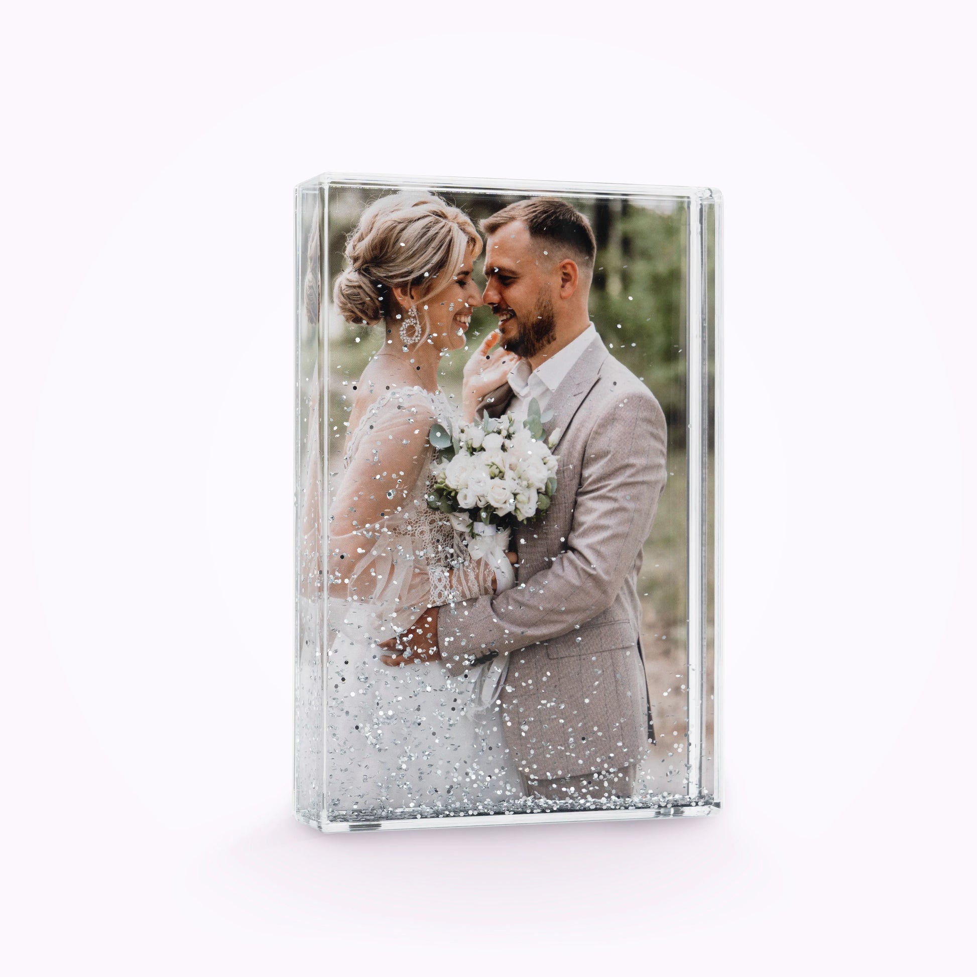 Acrylic Personalised Photo Block with Glitter Effect