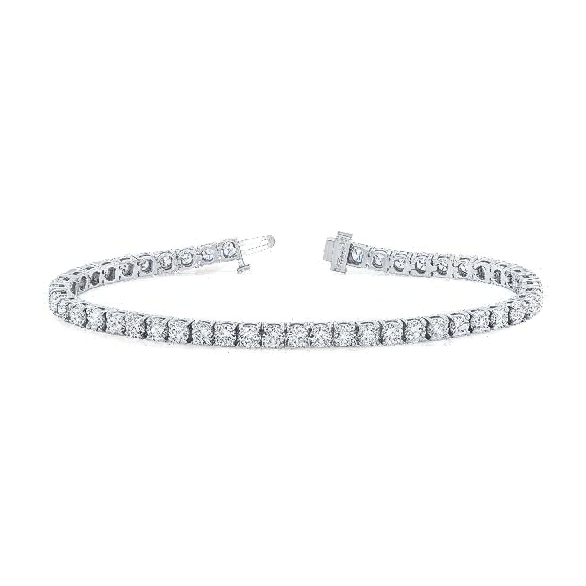 7 Carat Moissanite Tennis Bracelet in a classic prong setting with sparkling diamonds.