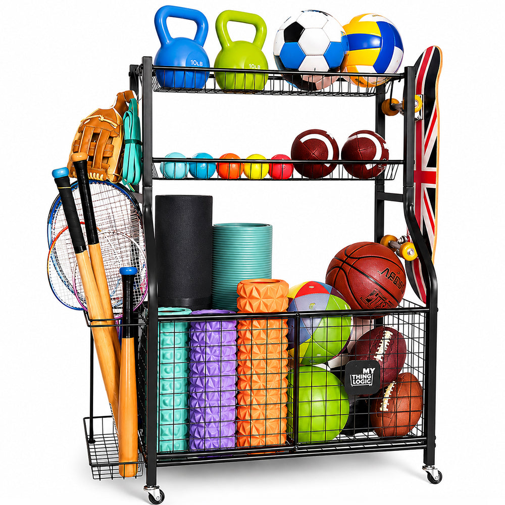 Sports Equipment Garage Organizer Rolling Ball Storage Rack