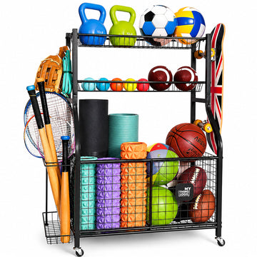 Sports Equipment Garage Organizer Rolling Ball Storage Rack