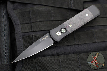 Protech Godson Out The Side Auto (OTS)- Black Handle With Fat Carbon Dark Matter Purple Inlays- Black Blade 7FC32
