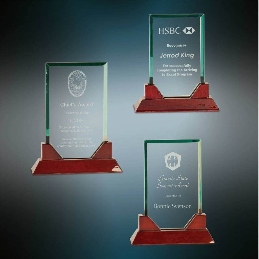 Prestige Rectangle Jade Glass on a Rosewood Piano Finish Base