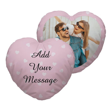 Pink Hearts - Personalised Heart Shaped Photo Cushion