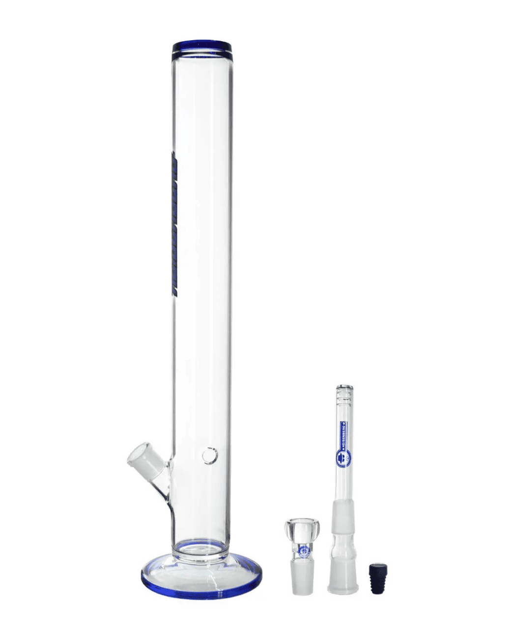 Schöne Player Large 3.0 Glasbong mit Kickloch, Kupplung und passendem Head/Kopf von Heisenberg zum Rauchen von Kräutern.
