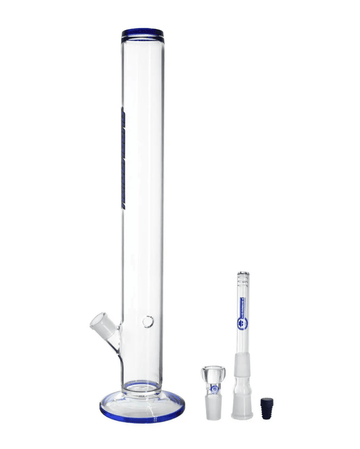 Schöne Player Large 3.0 Glasbong mit Kickloch, Kupplung und passendem Head/Kopf von Heisenberg zum Rauchen von Kräutern.