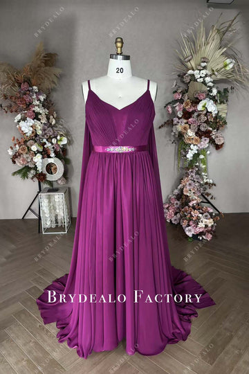 Plus Size Raspberry A-line Chiffon Sleeveless Formal Dress