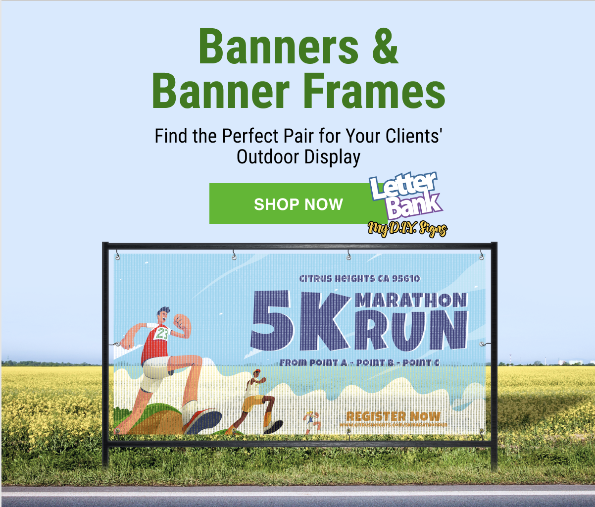 Outdoor Permanent in-ground banner and frame stand