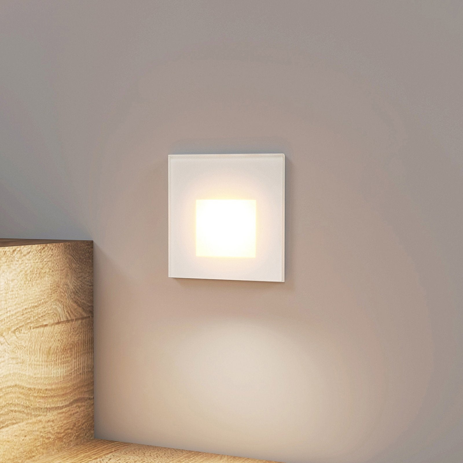 Recessed LED Wall Light  Square White Aluminum Design - Product showcase