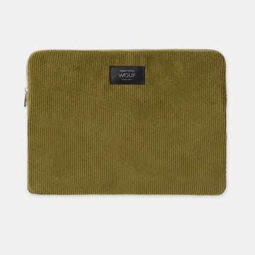 HousHousse pour ordinateur - Mac book air 13 et 14 pouces Velour - Olive - Wouf