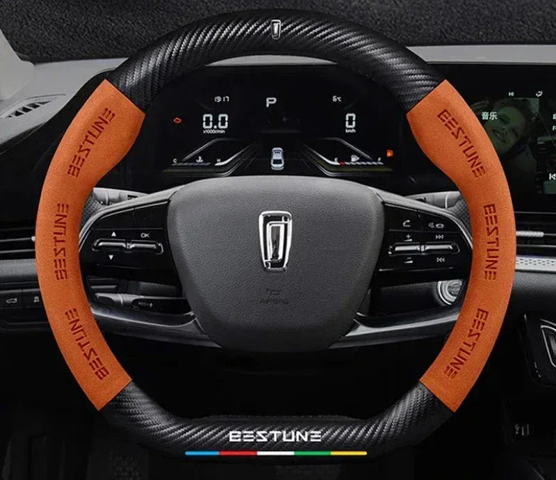 FAW Besturn Carbon Fiber Suede Steering Wheel Cover