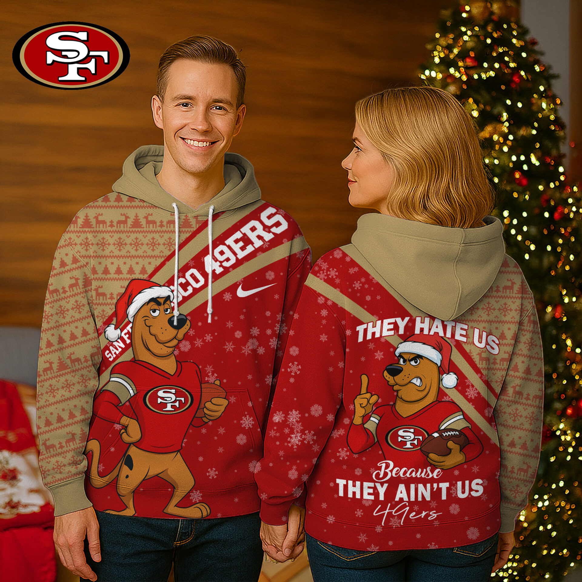 SF49 Premium NFL Funny Christmas Scooby Doo 3D Hoodie DDT CTND