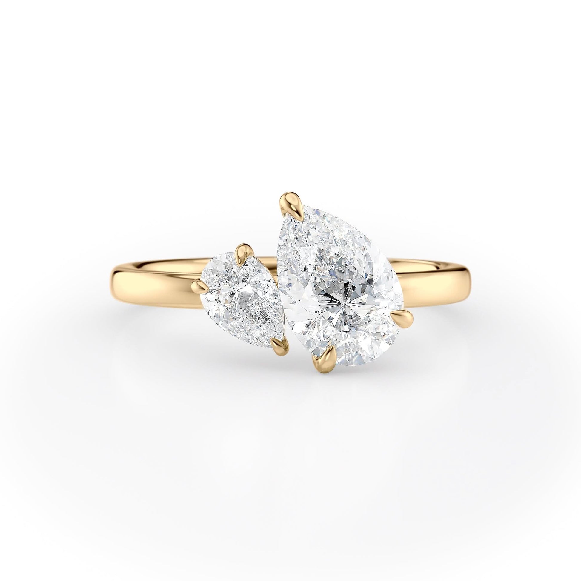 Toi et Moi Pear-Cut Lab Diamond Engagement Ring