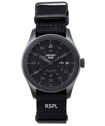 Seiko 5 Sports Bracelet en nylon furtif Cadran noir Automatique SRPJ11 SRPJ11K1 SRPJ11K 100M Montre Homme