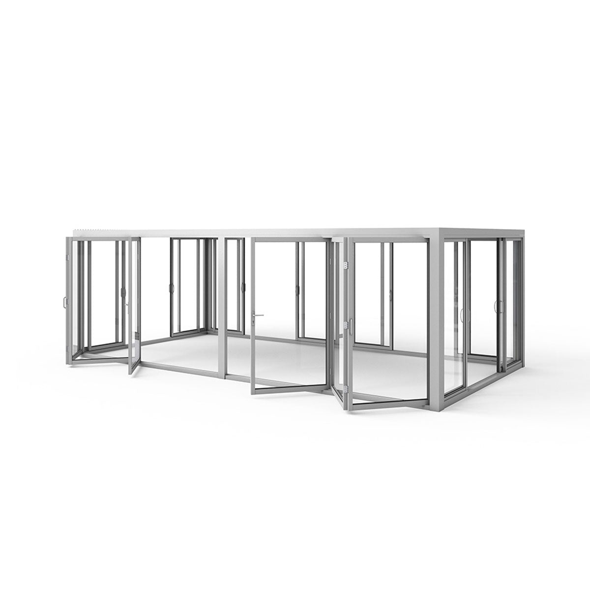 Solaspaces™ 20 ft. x 10 ft. Louvered Pergola with Bi-Fold Glass Doors – White