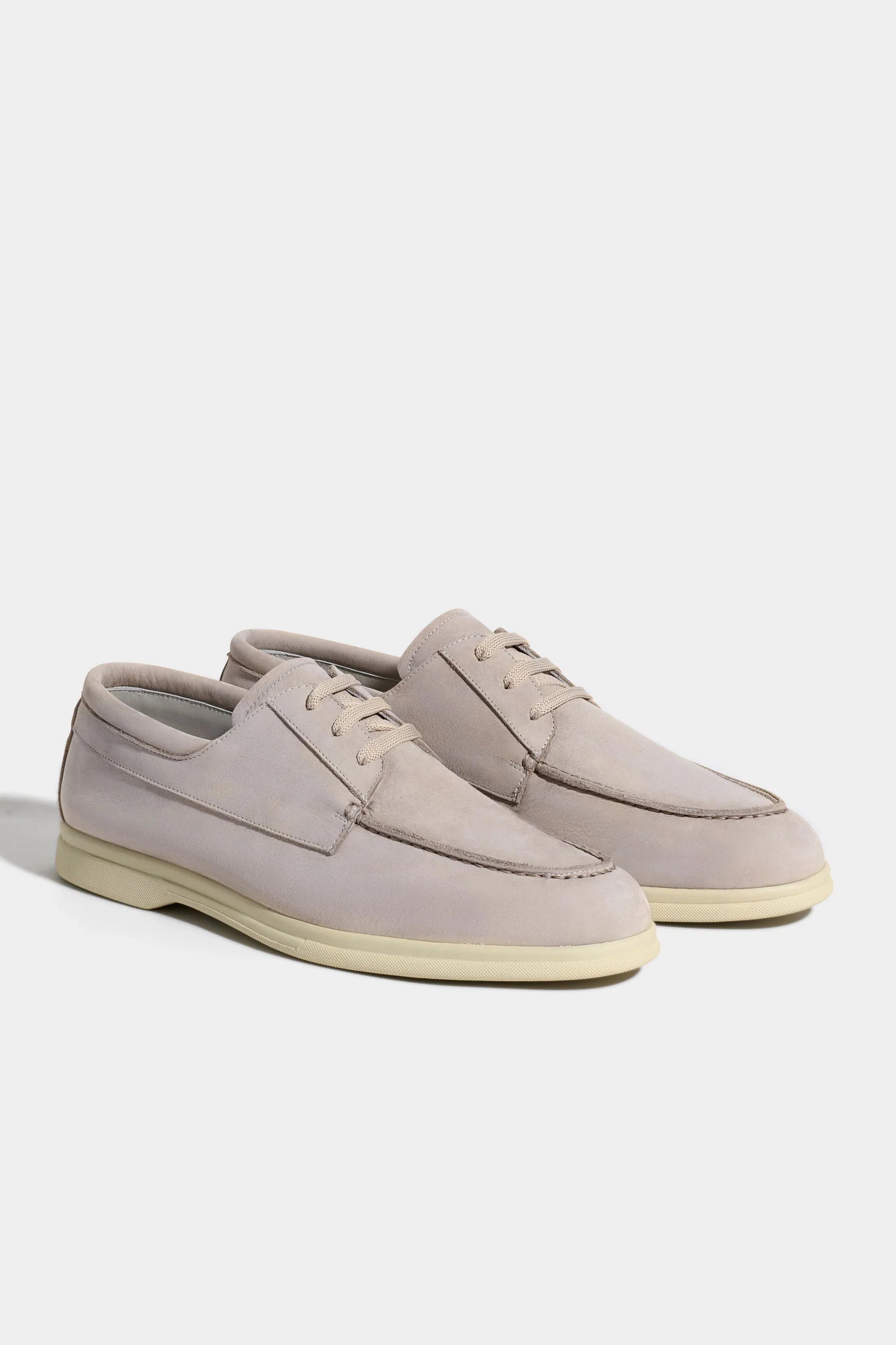 men Pini Parma sand boat loafers made in italy in nabuk leather
