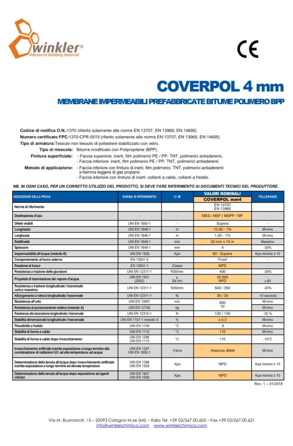 Guaina Coverpol Poliestere MM. 4 +TNT Nero - 5° Winkler