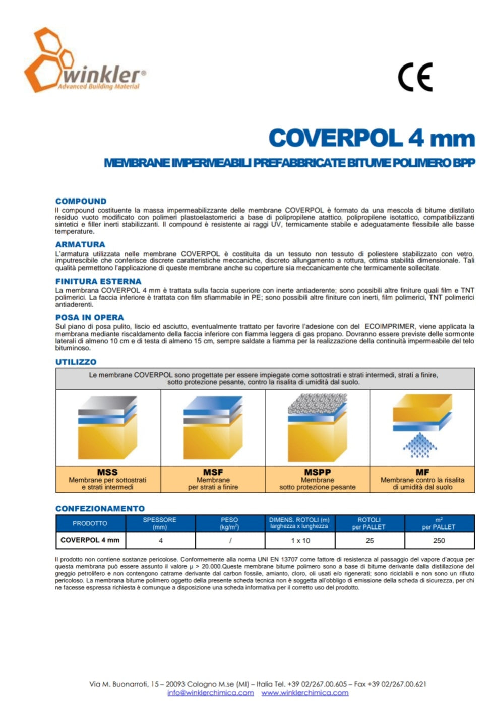 Guaina Coverpol Poliestere MM. 4 +TNT Nero - 5° Winkler