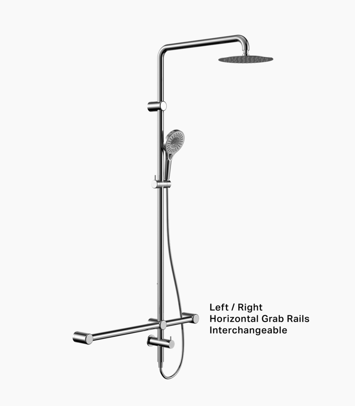 Nero Mecca Care 32mm T Bar Grab Rail Twin Shower Set  - Chrome
