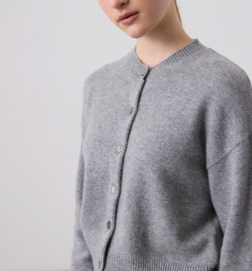 Laing Boxy Cashmere Cardigan - Grey Marle - Hearth Co