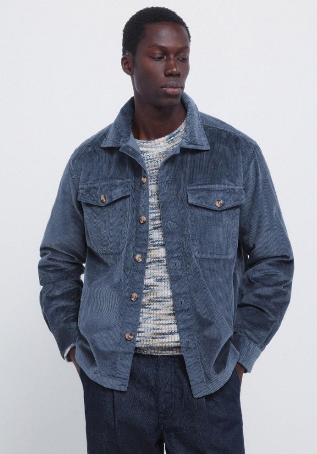 Springfield Corduroy Overshirt - Blue 1 Shaws Department Stores