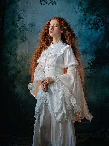 Victorian Bustle Tea Gown with Corset Bodice