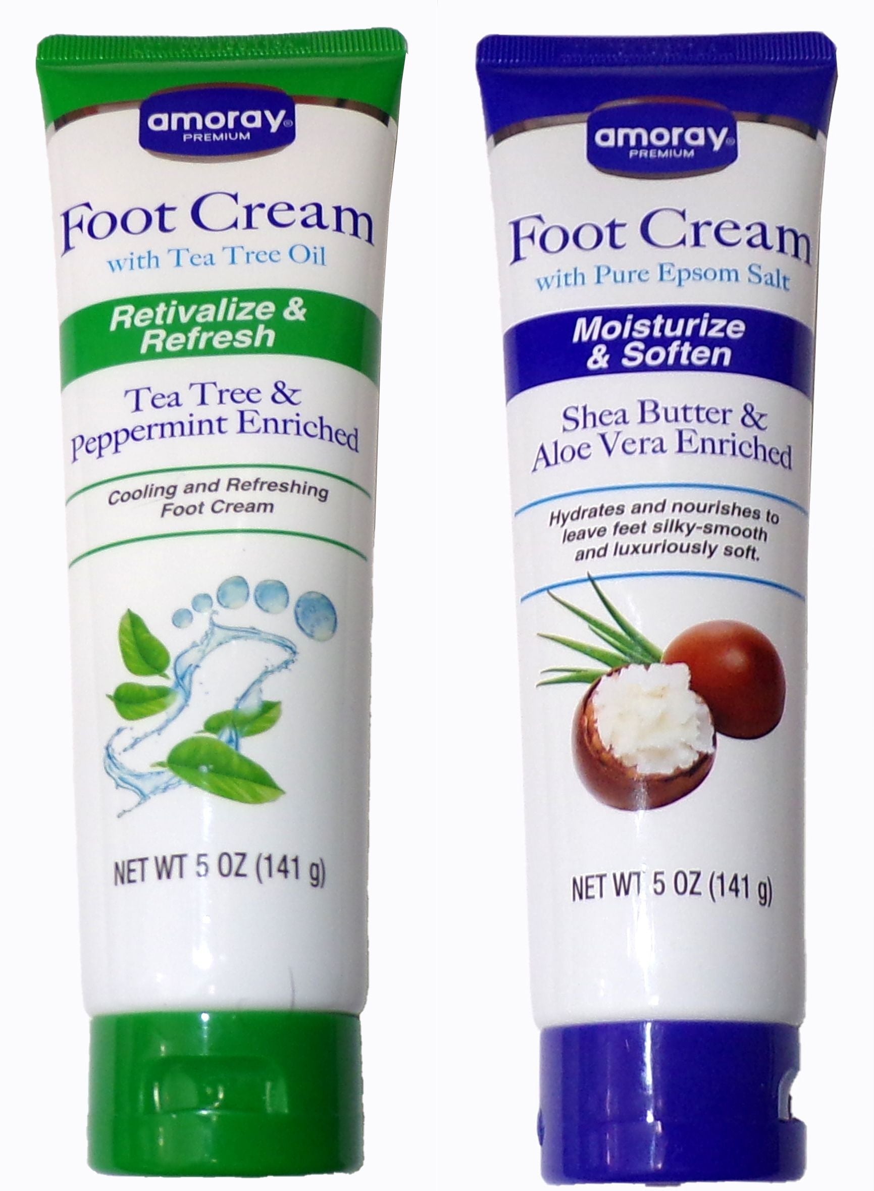 Amoray Foot Cream with Tea Tree Oil & Epsom Salt Shea Butter (Set of 2)