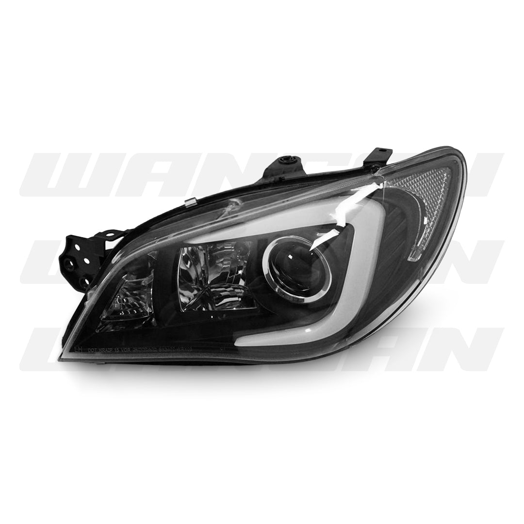 Subaru WRX STI GD (2005 - 2007) Black LED 3D Stripe DRL Projector Headlights LH + RH