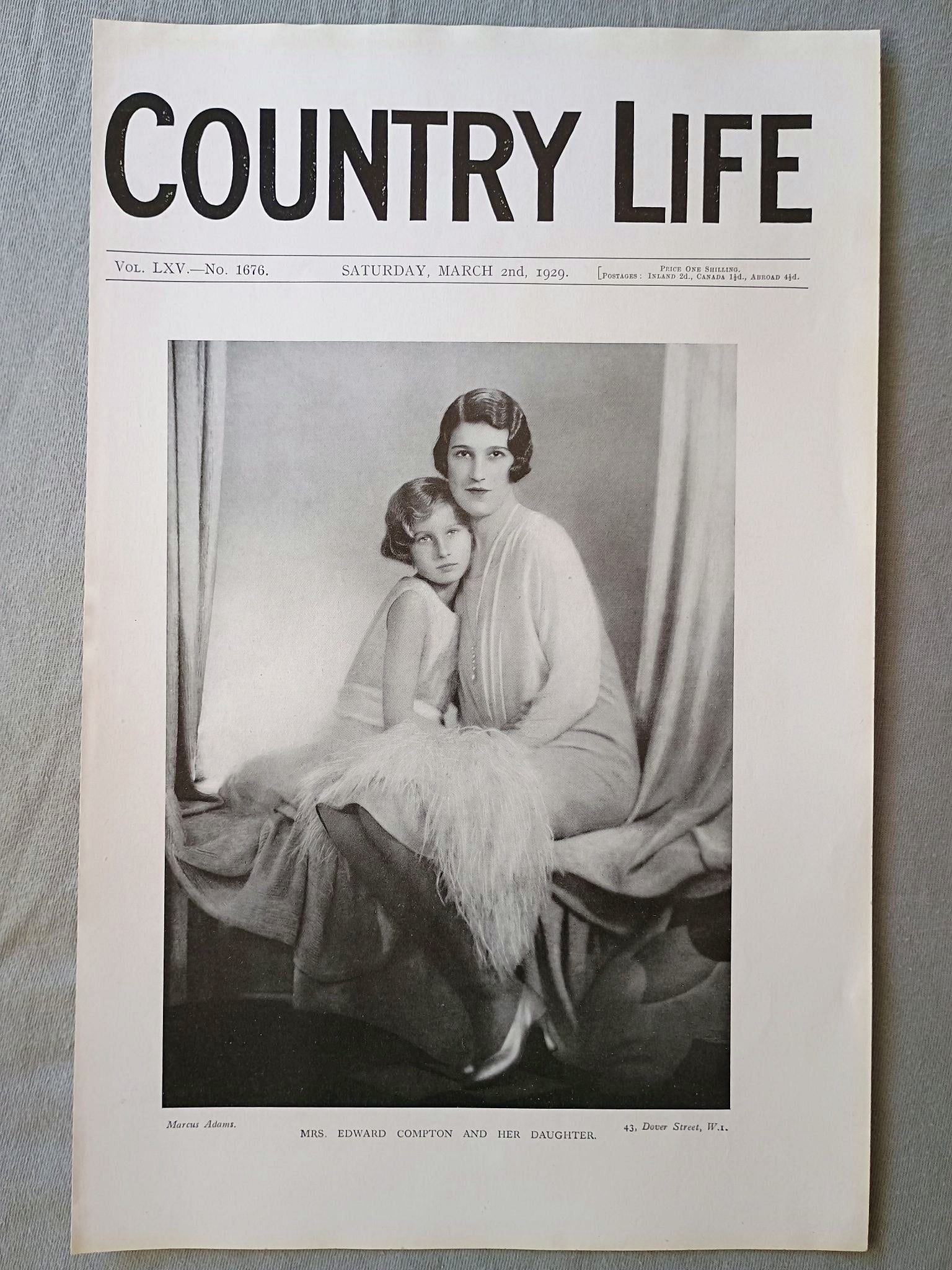 Sylvia Compton nee Farquharson and Mary Compton, Country Life Magazine Portrait, Frontispiece, March 2 1929. LXV No. 1676

The featured frontispiece this week is a portrait of Mrs. Edward Compton with her little daughter Mary