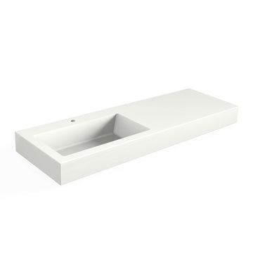 Solid Surface Blad 140 links met R2 wastafel, 1 kraangat mat wit