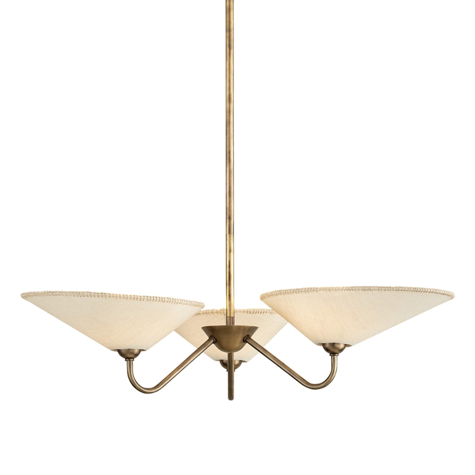 Troy Lighting Sinclair 3Lt Chandelier, Brs/Linen/Wipstich Trim