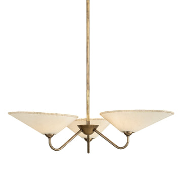 Troy Lighting Sinclair 3Lt Chandelier, Brs/Linen/Wipstich Trim