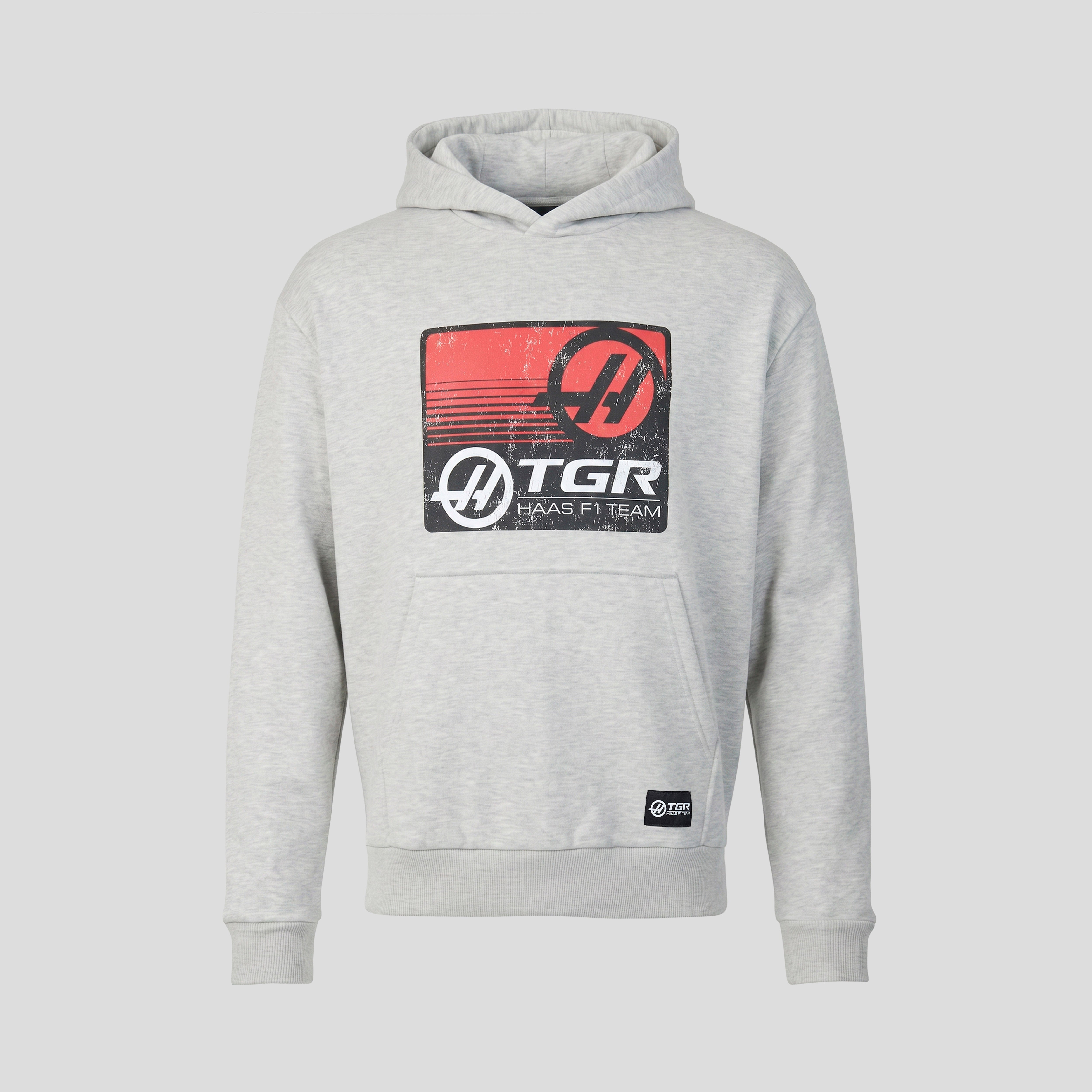 Haas F1 Full Logo Front Graphic Overhead Hoodie Unisex - Grey