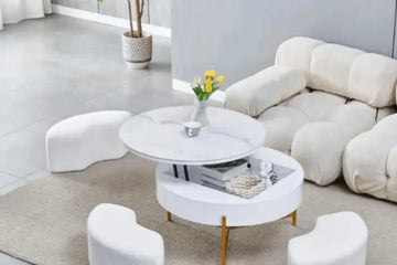 Table Basse Ceramique Luna Avec Coffre & Poufs Swedzo-Meuble