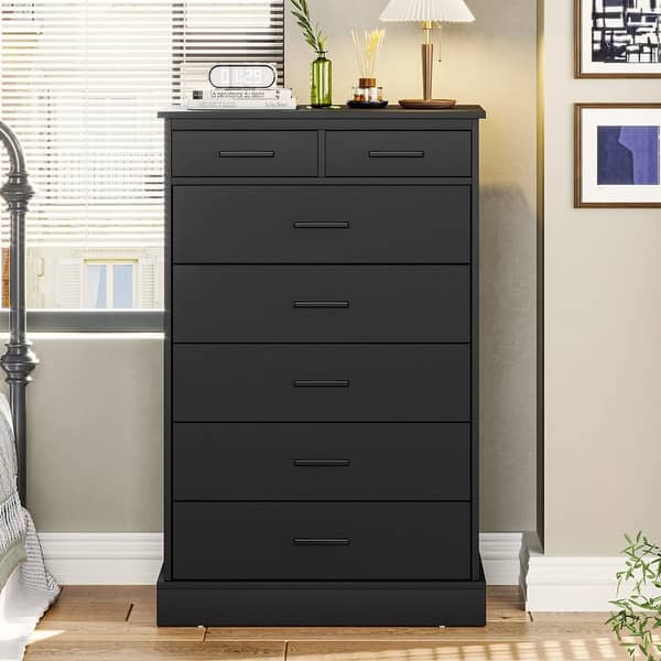 Tall Dresser with 7 Drawers for Bedroom, Storage Tower Clothes Organizer, White Chest of Drawers with Sturdy Pedestal - Bed Bath & Beyond