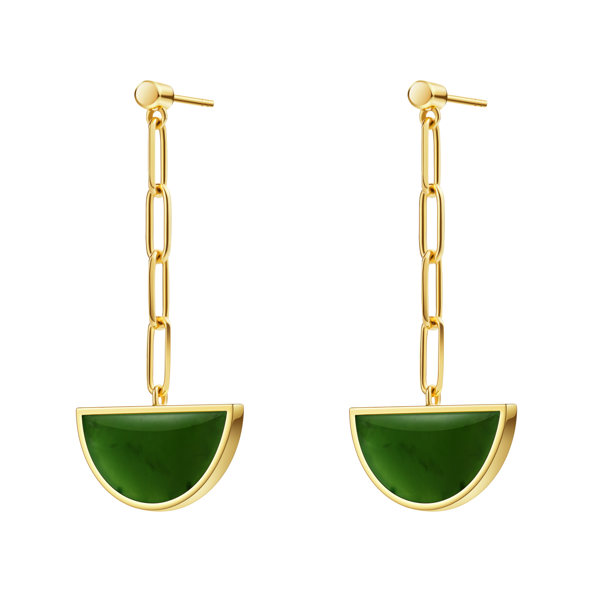 The Game of Weiqi Green Jade Drop Earrings - 18K Solid Gold - YIN Fine Jewelry - Chinese Modern Gold Jewelry
