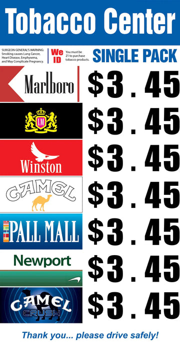 list of cheap cigarette brands Cigarette Price Signs
