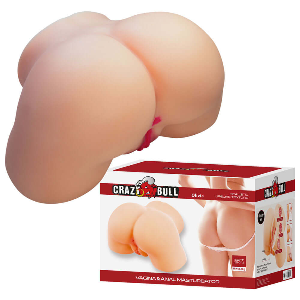 Olivia Vagina & Anal Masturbator White, textured pleasure device for realistic solo experiences.