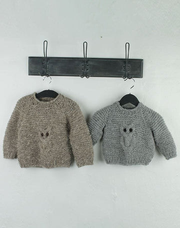 Uglesweater i børstet alpaca og lammeuld til børn strikkekit