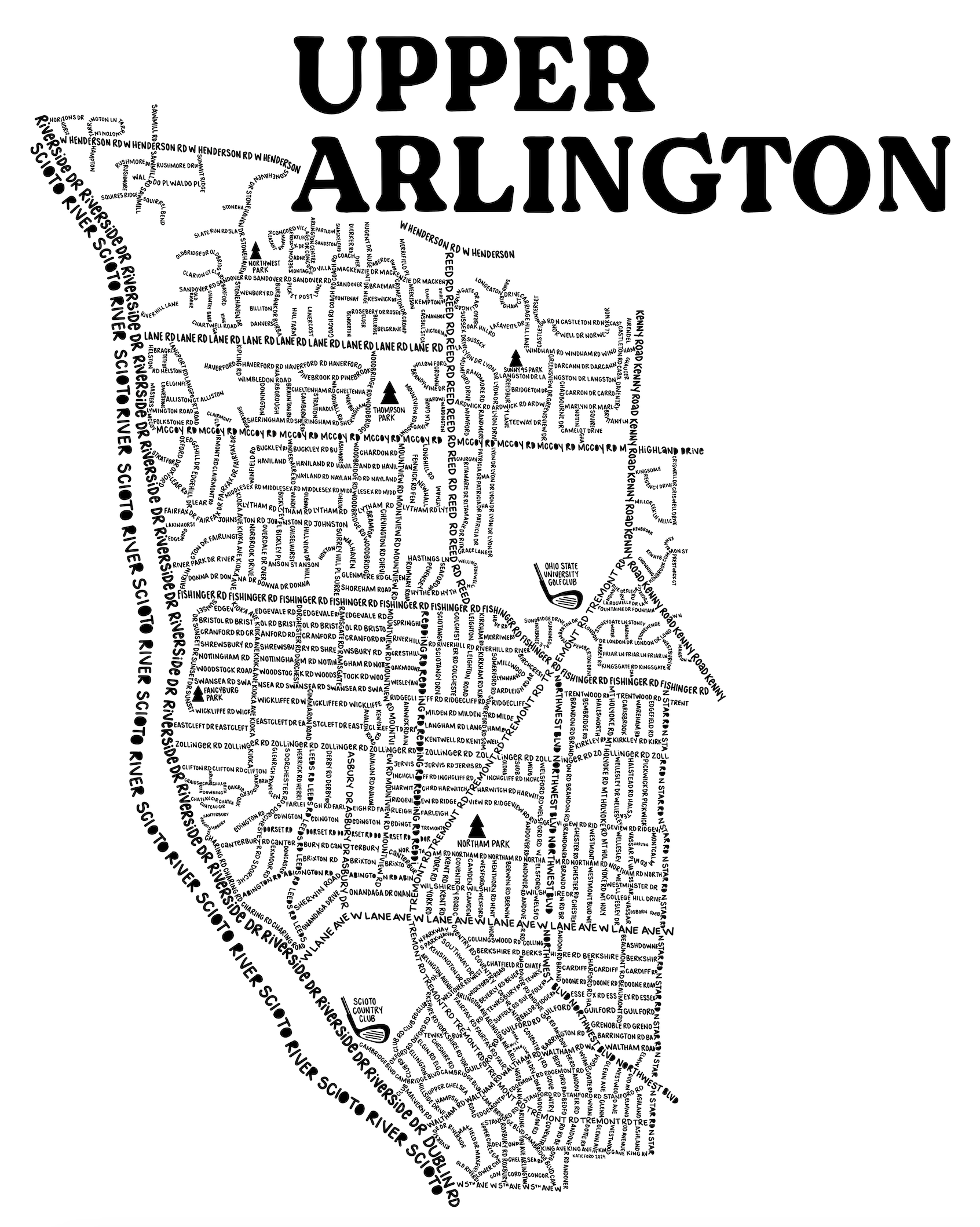 Upper Arlington Ohio Map Print