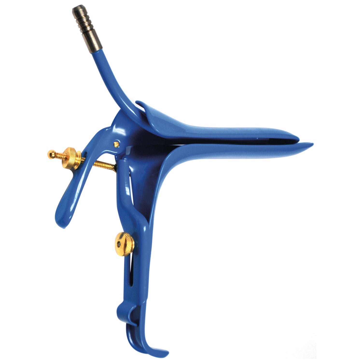 GRAVES VAGINAL SPECULUM WITH SMOKE EXTRACTOR, SMALL, INSULATED BLUE COATING FOR ELECTROSURGICAL, ¾" X 3", SOLD AS EACH BR 10000598