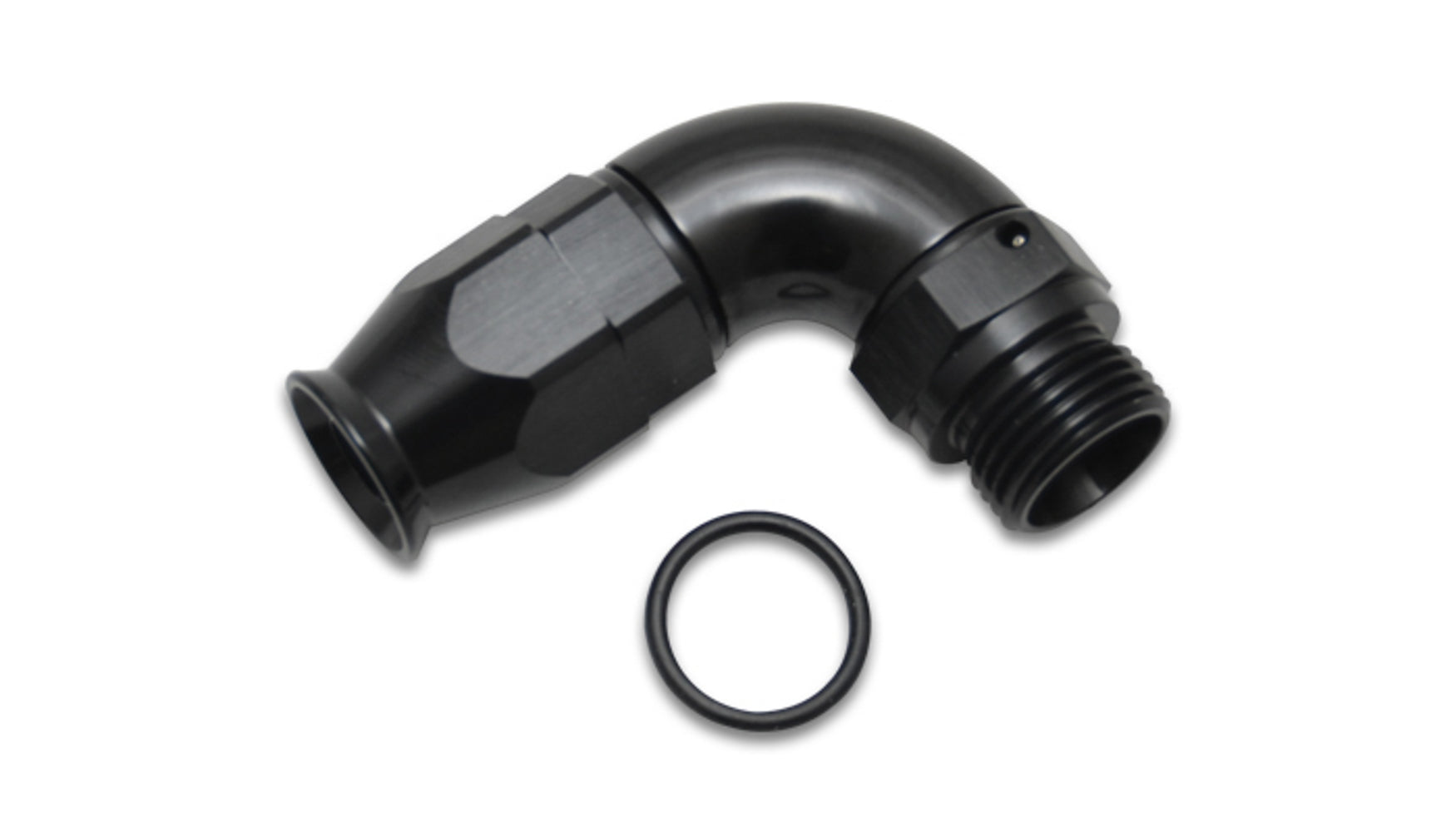 Vibrant Performance 90 Degree 8 AN PTFE Hose to 8 AN Male O-Ring Hose End - Black